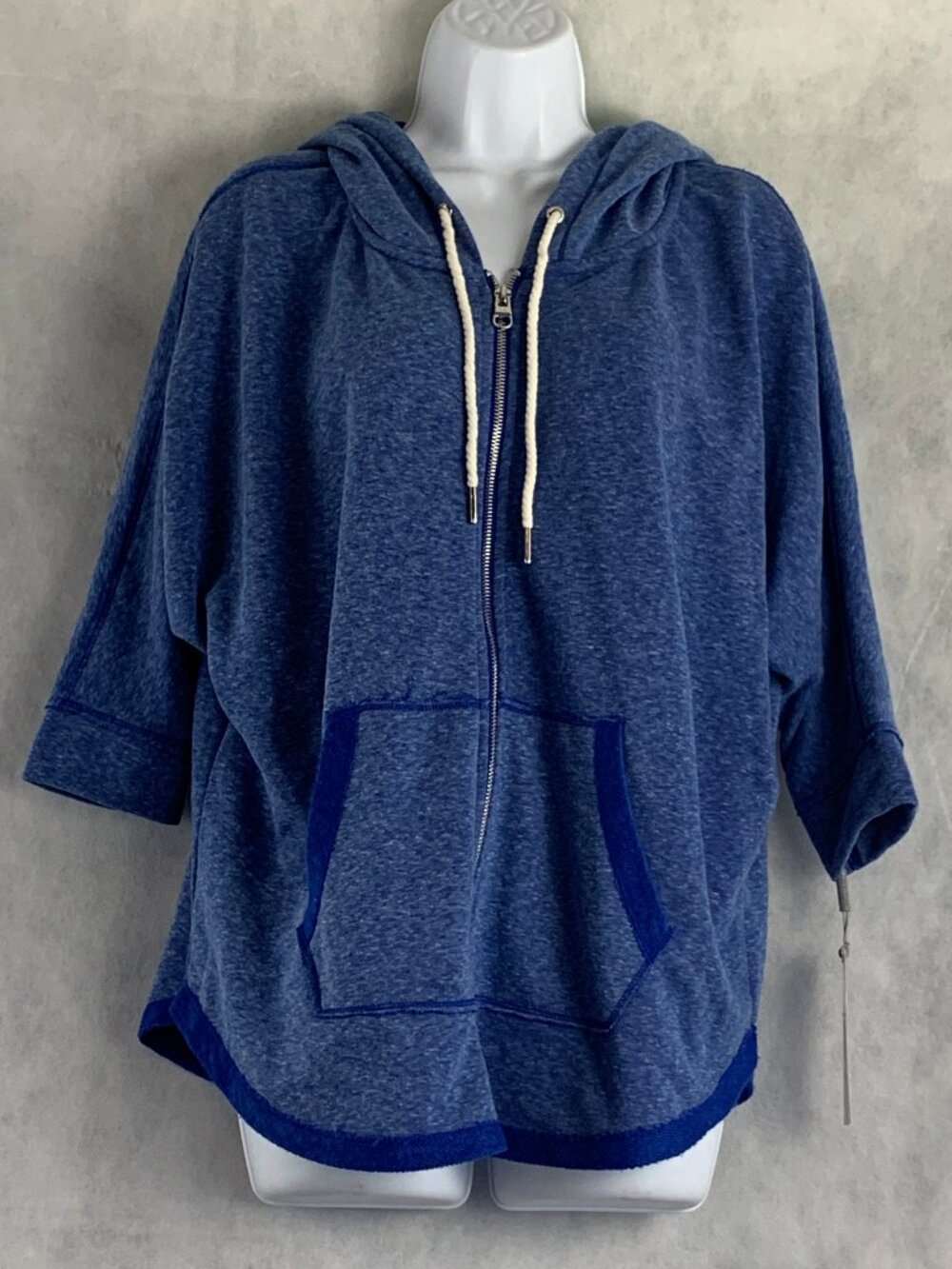 Calvin Klein Women's Dolman Sleeve Full-Zip Active Hoodie, Sapphire Blue, Small